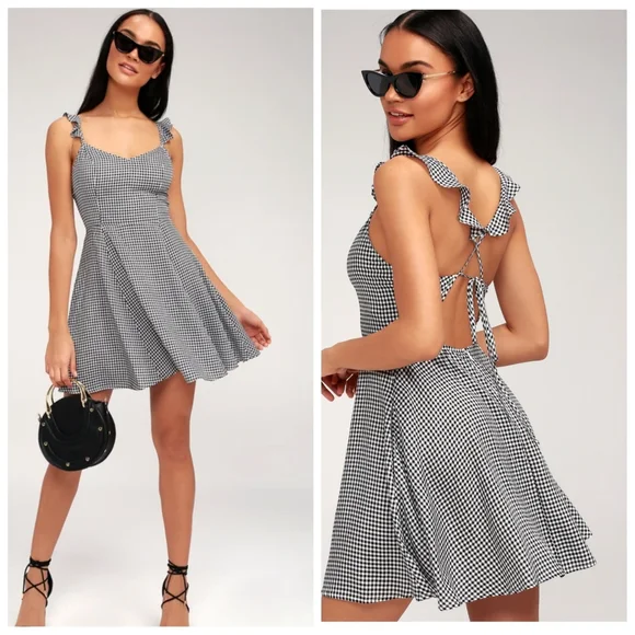 Lulus | Dresses | Lulus Alviso Black And White Gingham Backless Skater Dress Ladies Medium | Poshmark Lulus | Dresses | Lulus Alviso Black And White Gingham Backless Skater Dress Ladies Medium | Poshmark